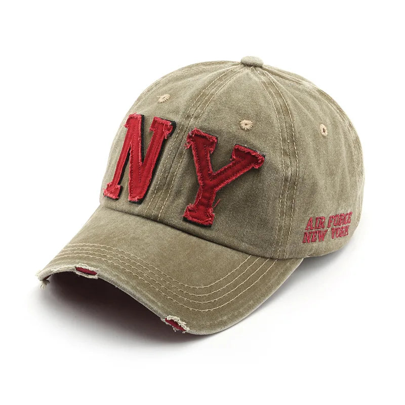 "NY" Distressed Cap