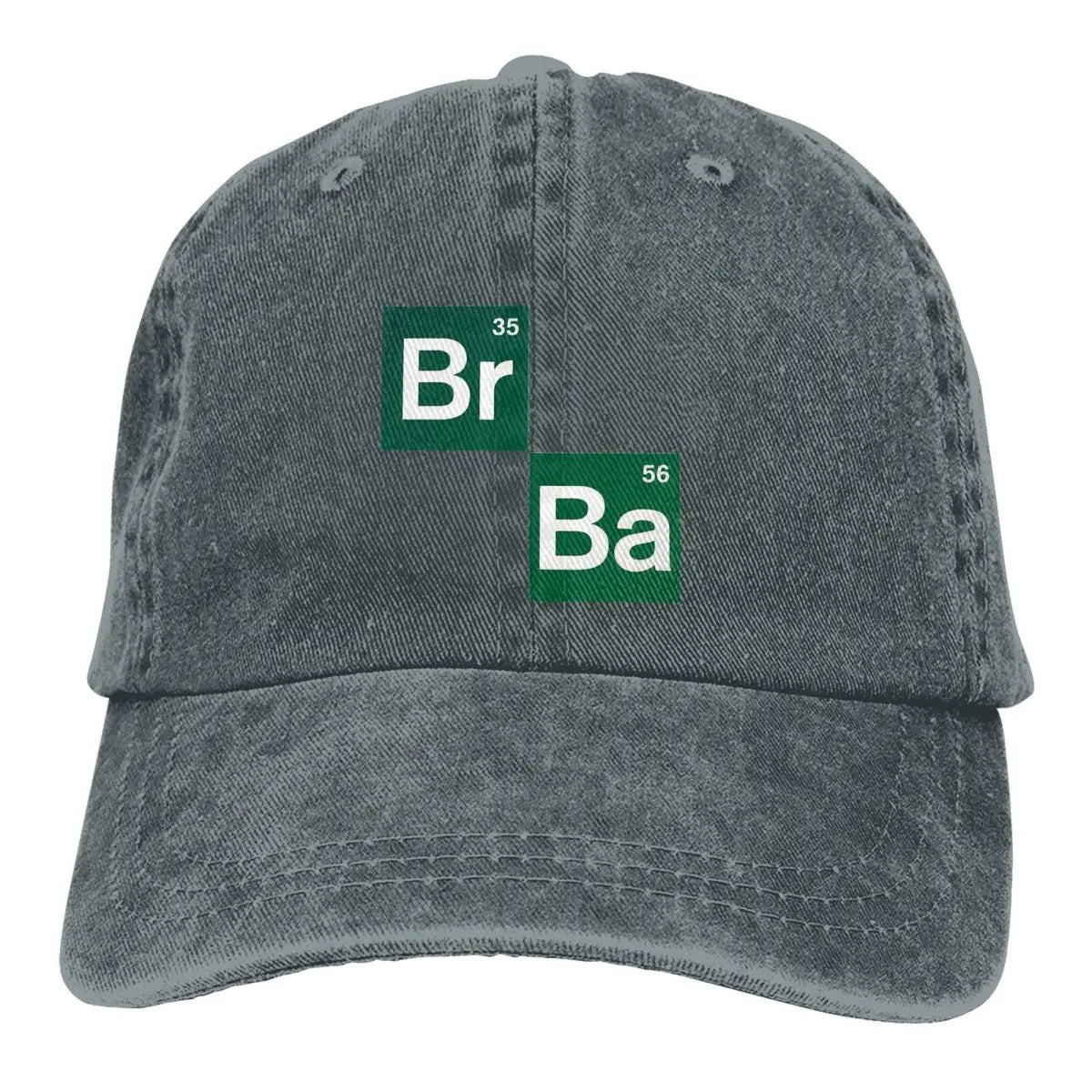 Dark Grey cotton cap, with Br and Ba periodic table symbols