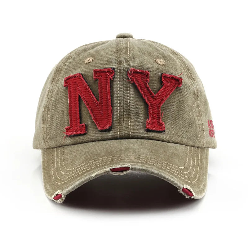 "NY" Distressed Cap