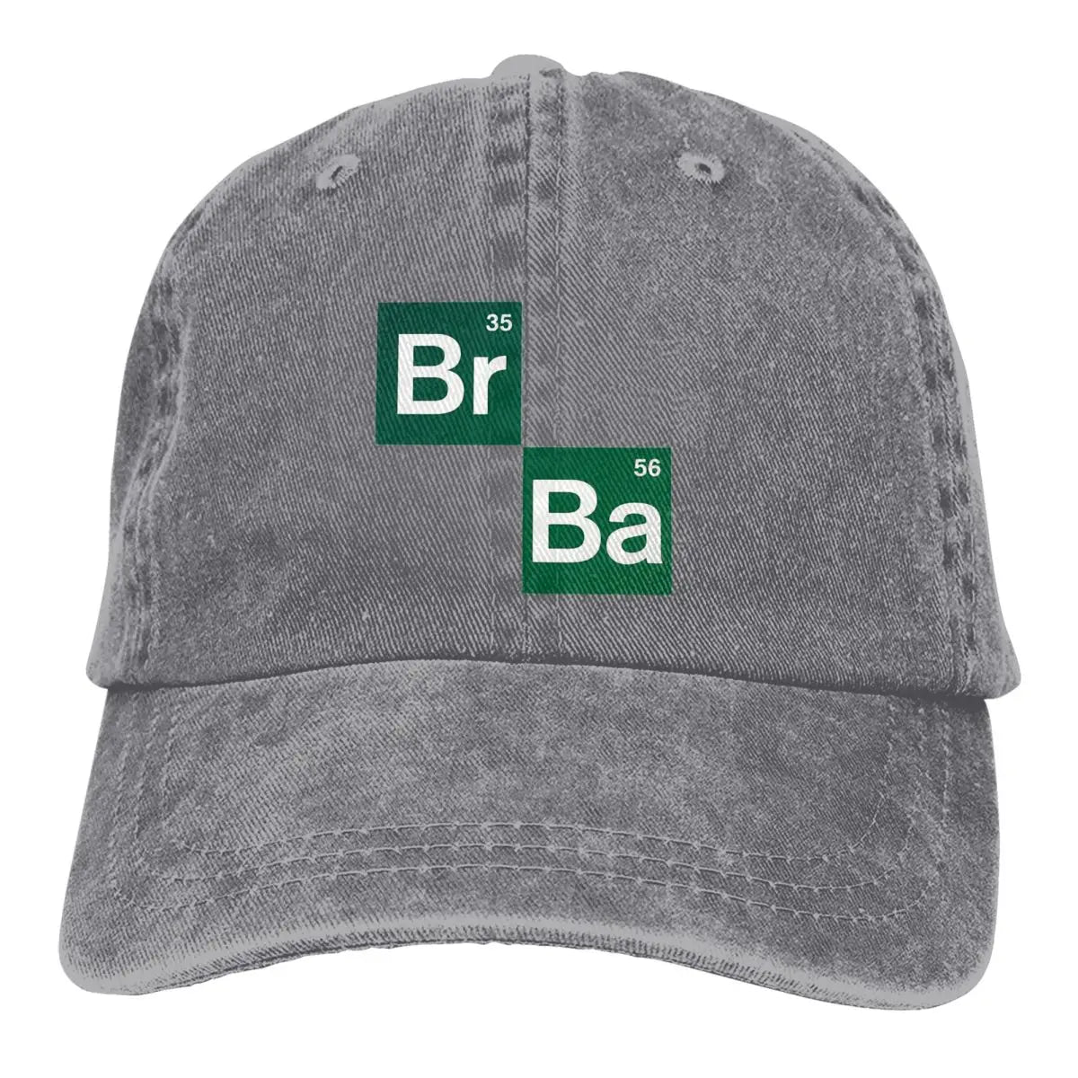 Grey cotton cap, with Br and Ba periodic table symbols